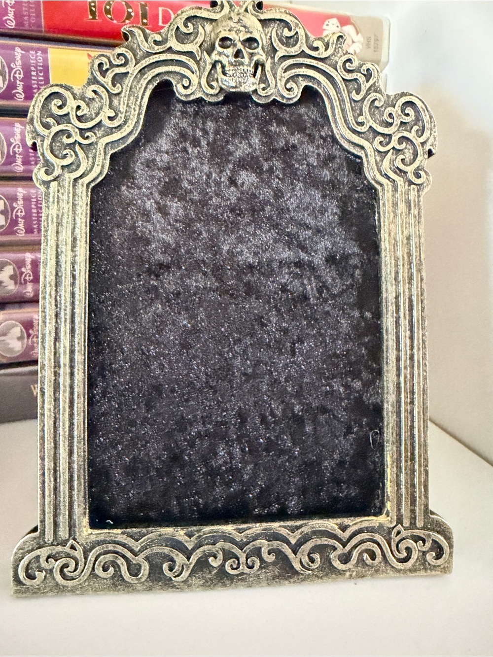 Ornate Skull Decorative Frame Pin Board in Antique Gold